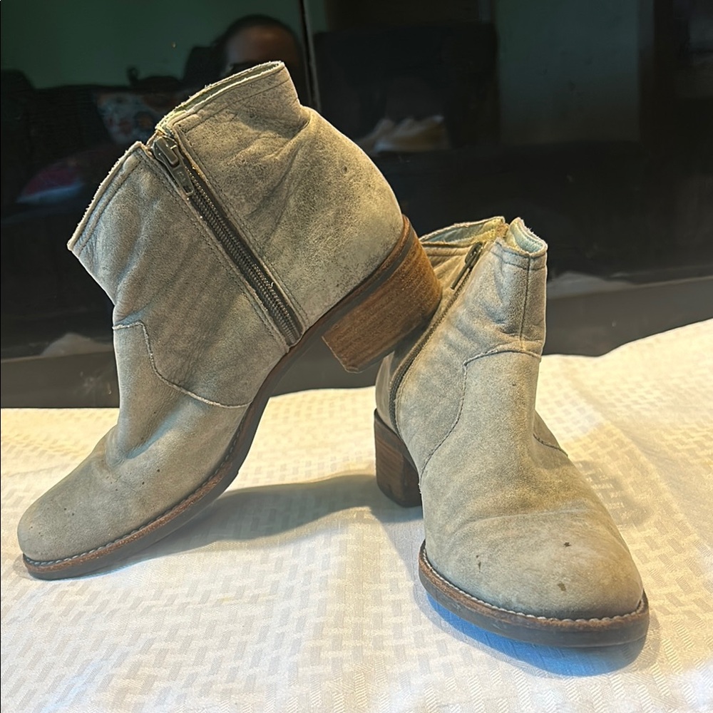 J. Jill Gray Double Zipper Ankle Boots with Suede Finish